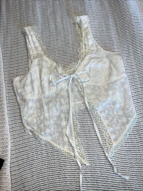 Lace-Trim White Eyelet Camisole Top
